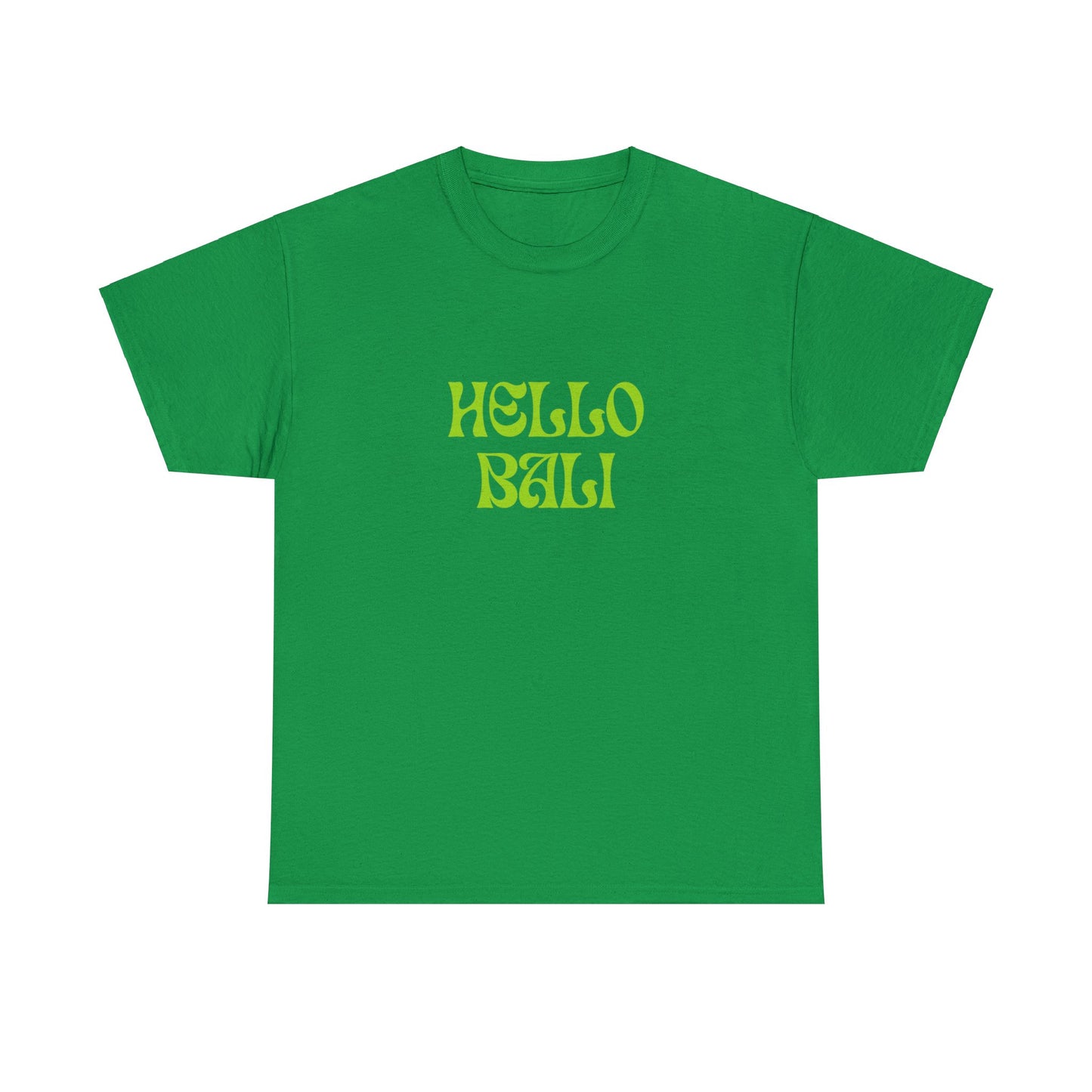 "HELLO BALI" Text T-shirt Unisex Heavy Cotton Tee Simple Text for Travelers