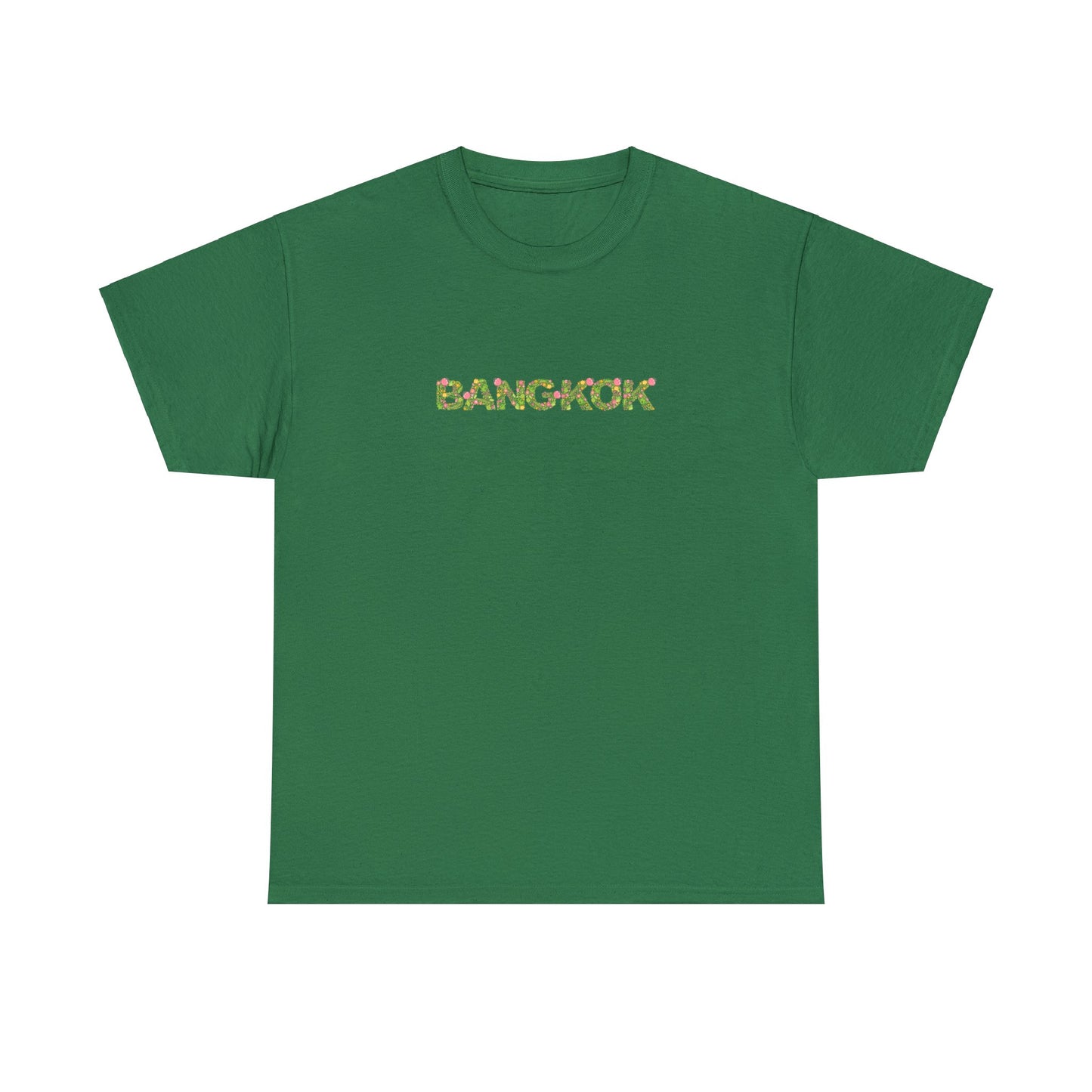 Bangkok Flower Text T-shirt Unisex Heavy Cotton Tee Simple Text for Travelers