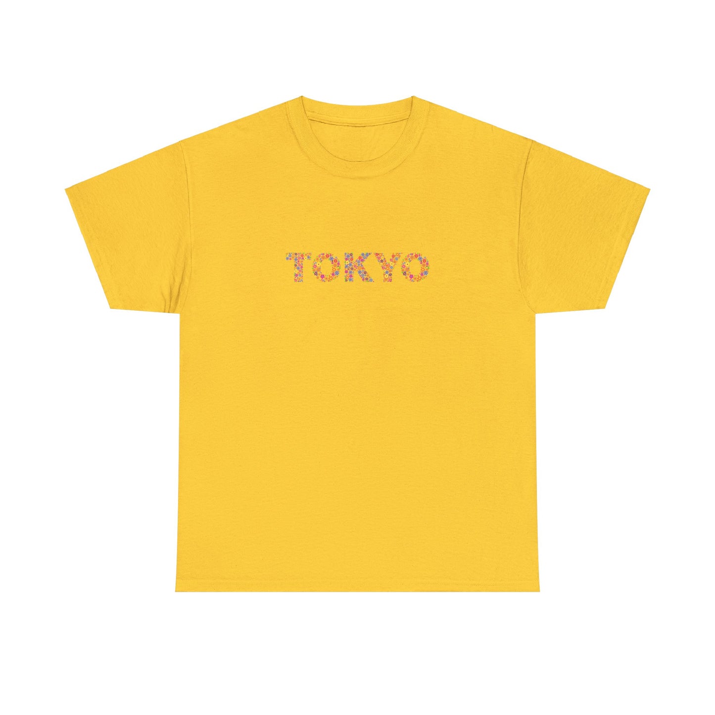 Tokyo Flower Text T-shirt Unisex Heavy Cotton Tee Simple Text for Travelers