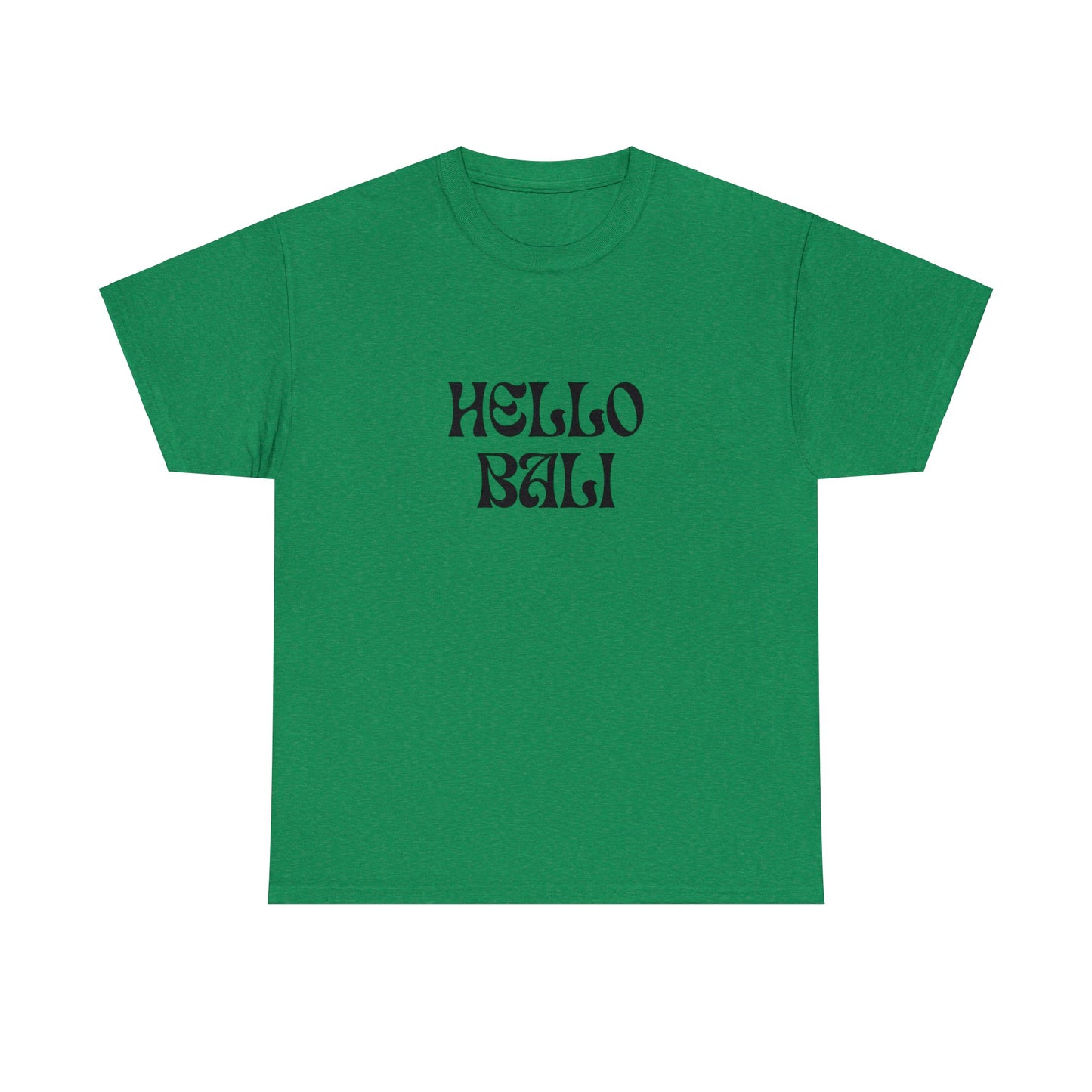 "HELLO BALI" Text T-shirt Unisex Heavy Cotton Tee Simple Text for Travelers