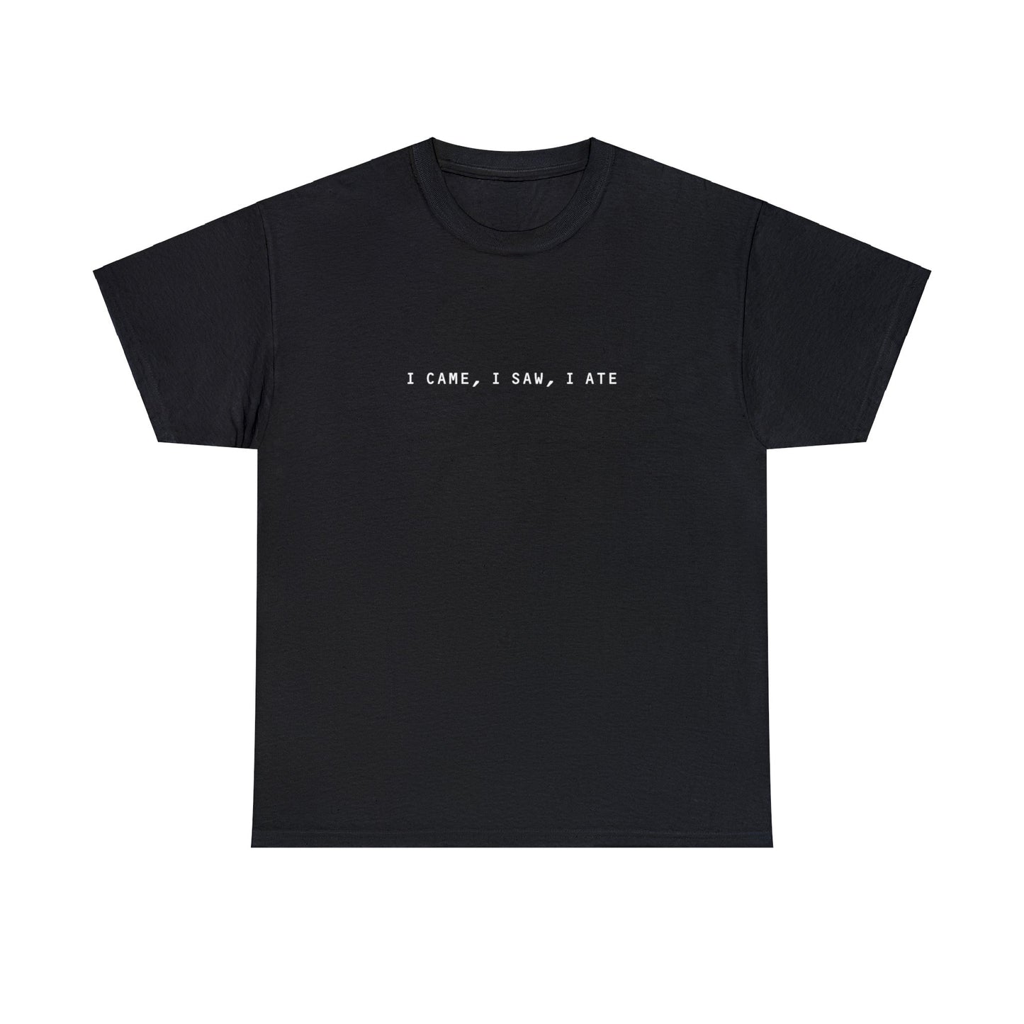 "I CAME, I SAW, I ATE" Text T-shirt Unisex Heavy Cotton Tee Simple Text for Travelers