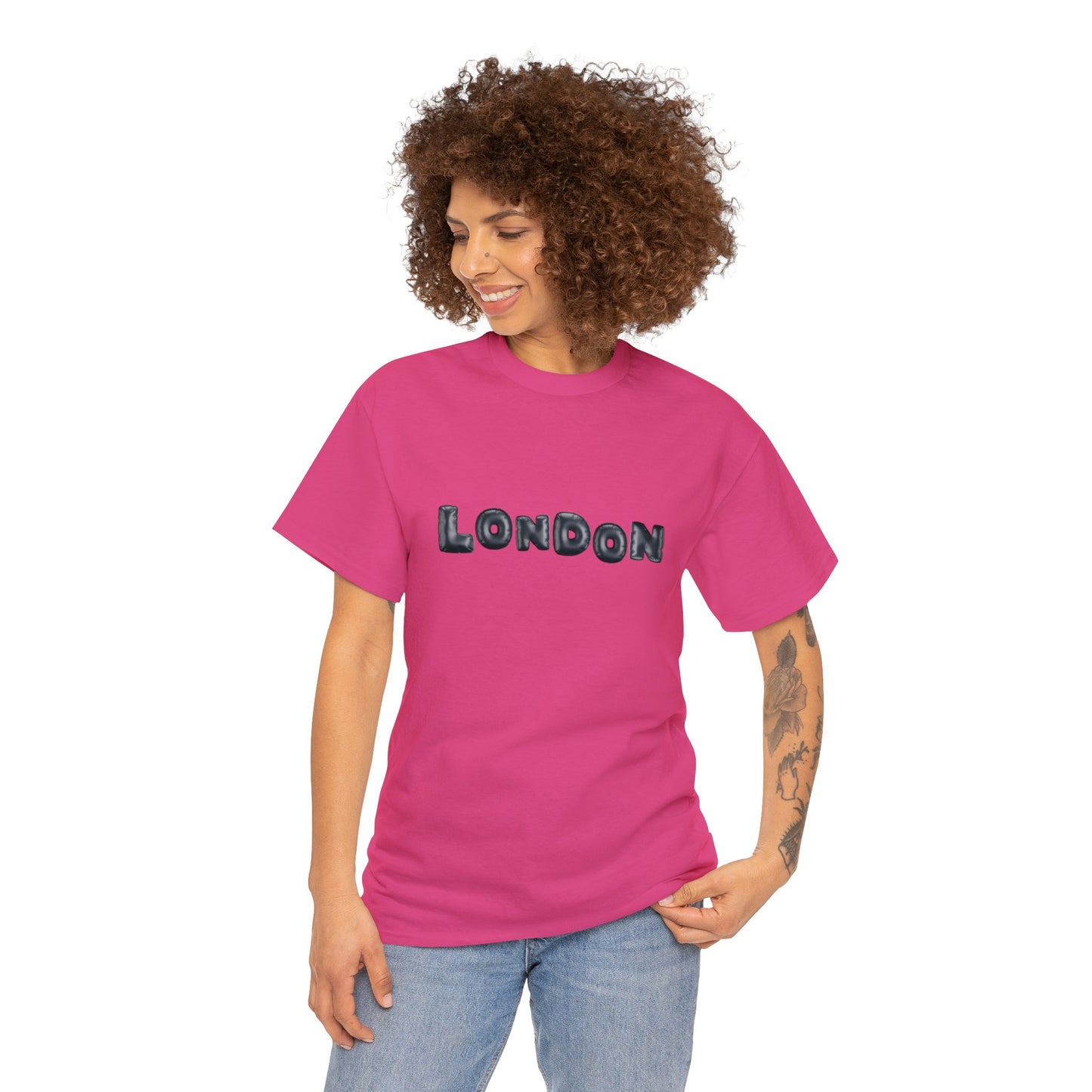 Text LONDON T-shirt Unisex Heavy Cotton Tee Simple Text London Logo for Fans of London, United Kingdom