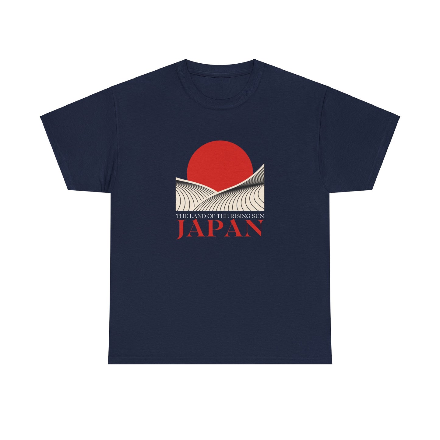 Illustration T-shirt featuring the Rising Sun of Japan - Unisex Heavy Cotton Tee, Ideal for Travelers